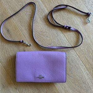 Coach lavender leather small crossbody/clutch, EUC